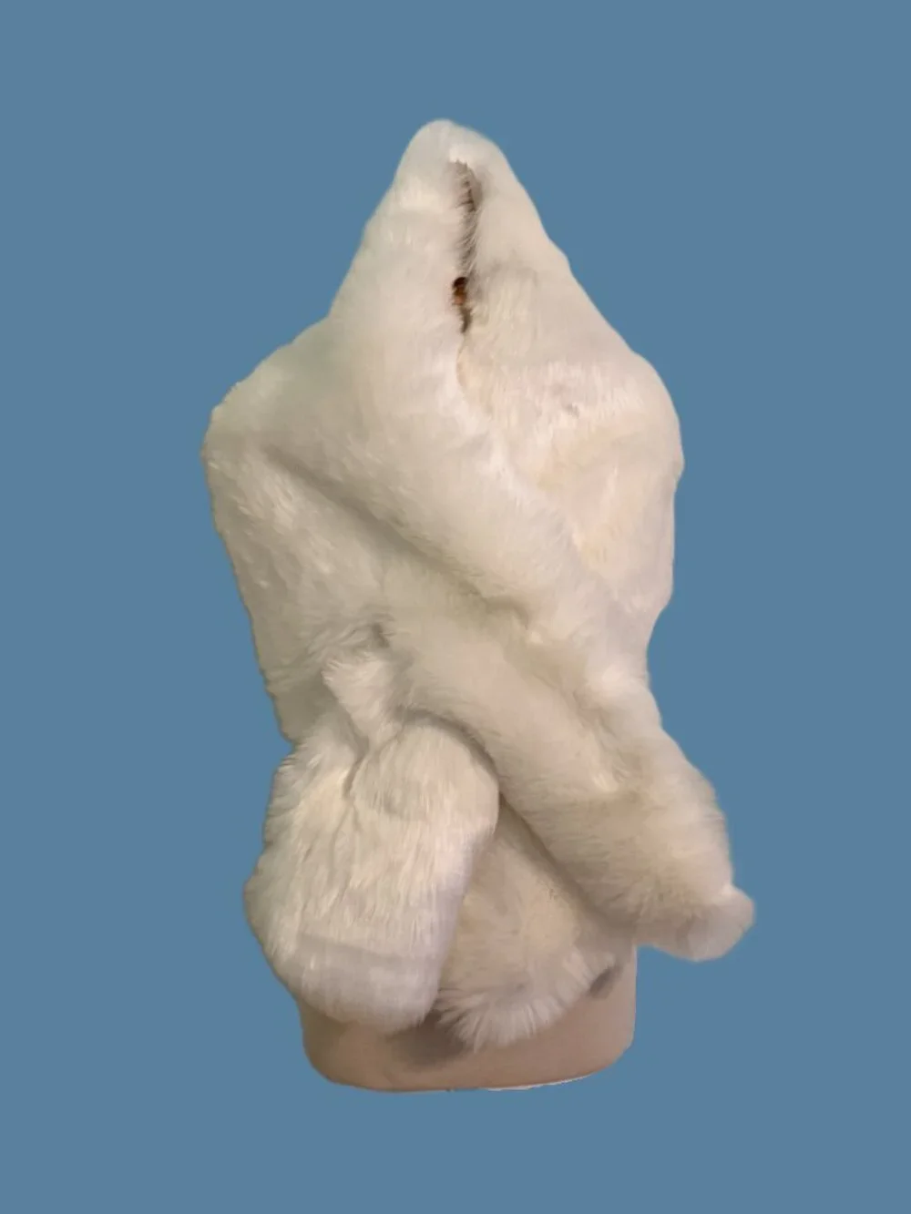 Women’s White Solid Faux Fur Stole Shawl Wrap Mobwife Hollywood Glam Satin Lined